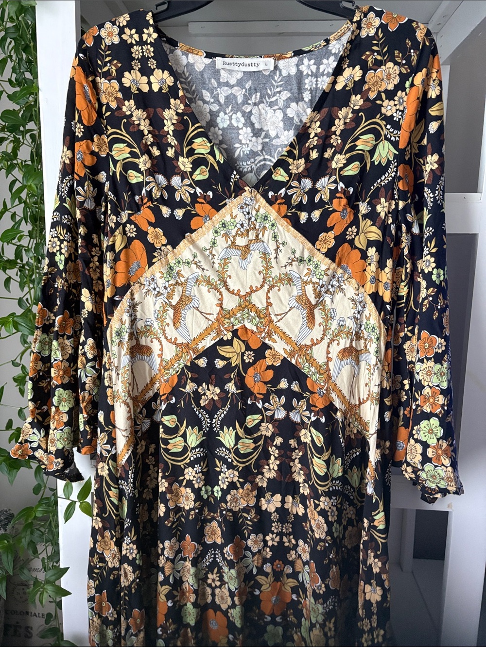 Black maxi with elegant small floral print. Comfortable and elegant❣️ - Picture 3 of 10